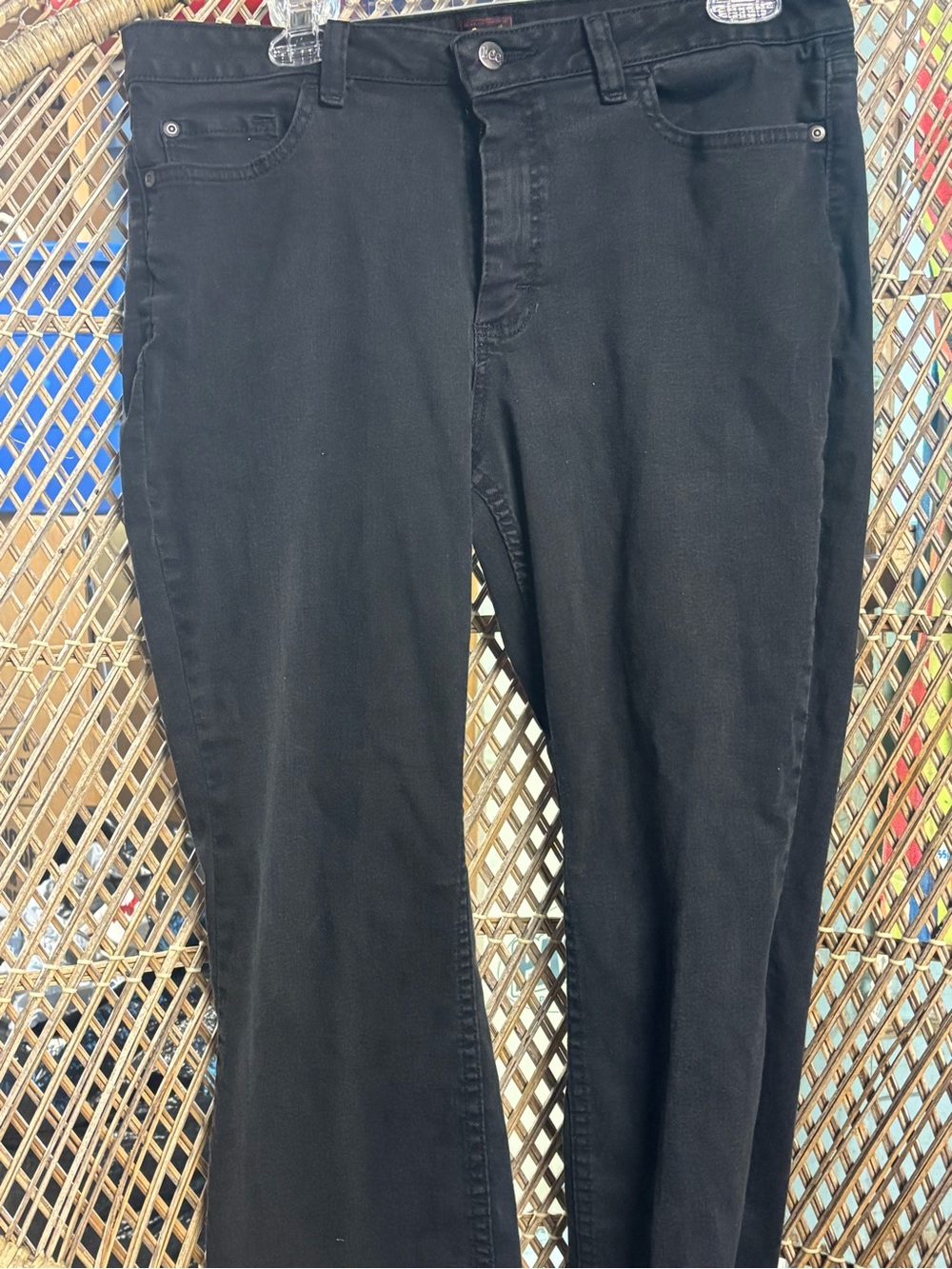 Lee Black Denim Pants with Yellow Logo Detail